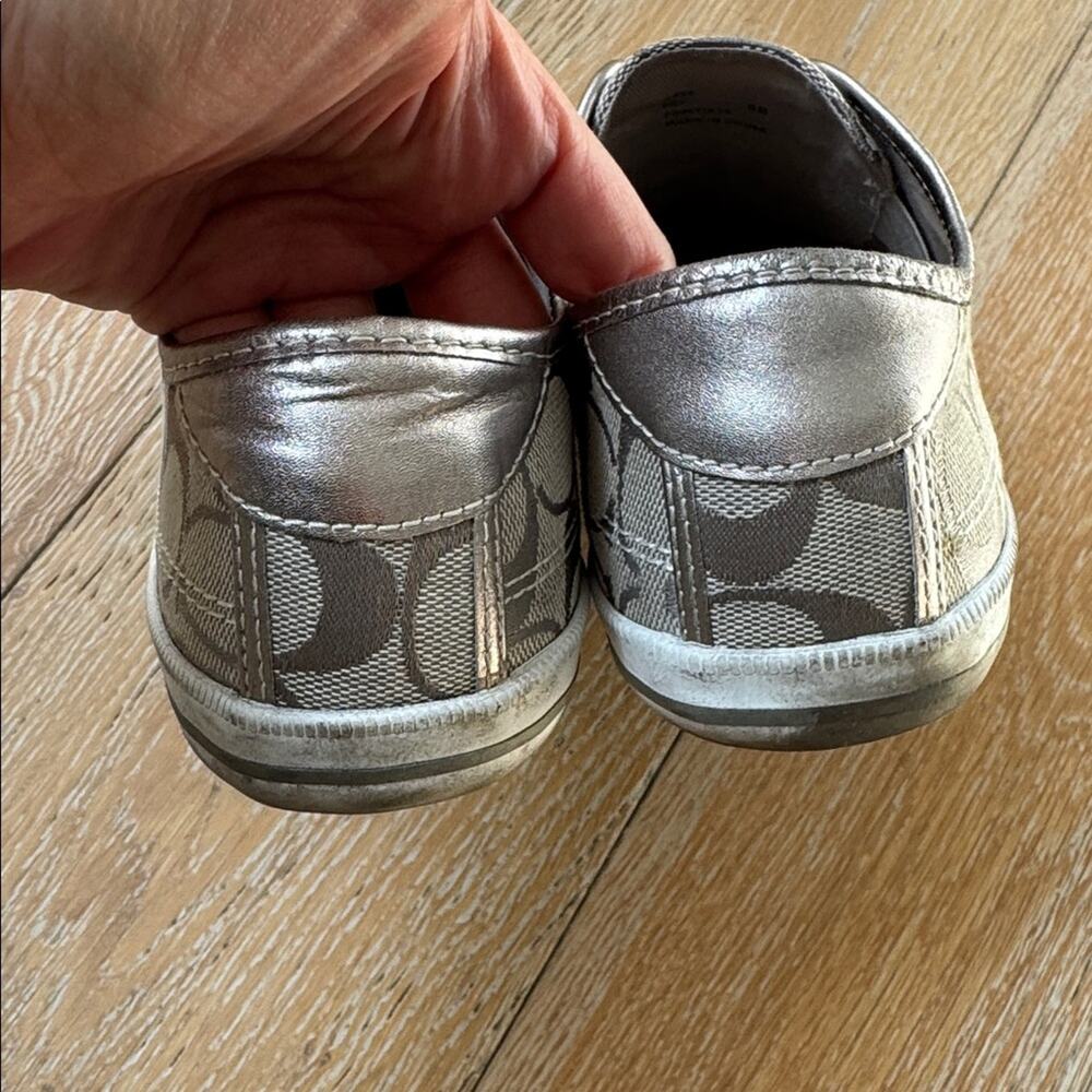 Coach Barrett Signature Canvas Slip On Sneakers Gray Silver Size 8 with Box - Picture 5 of 8